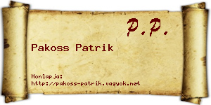 Pakoss Patrik névjegykártya
